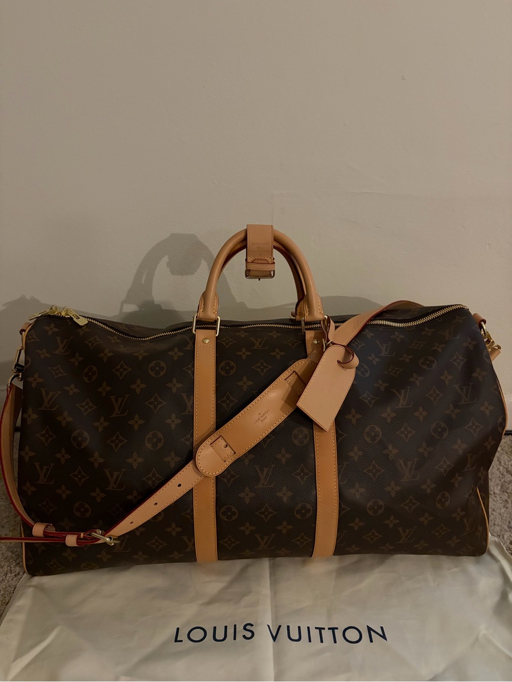 Louis Vuitton Monogram Canvas Travel Holdall with Vachetta Trim